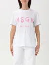 Msgm Jersey T-shirt With Brushstroke Printed Logo In White