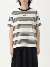 Msgm Cotton Striped Crew Neck Short Sleeve In White