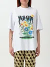 Msgm Floral-embellished Logo T-shirt In White