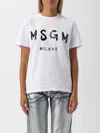 Msgm Round Neck Short Sleeves Straight Hem In Weiss