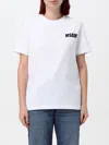 Msgm White Crop T-shirt With Logo Print On The Front And Maxi Print On The Back In Weiss