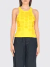 Msgm Crewneck Sleeveless Top Paillettes In Yellow
