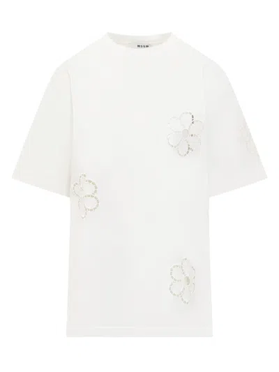 Msgm Off-white Floral T-shirt