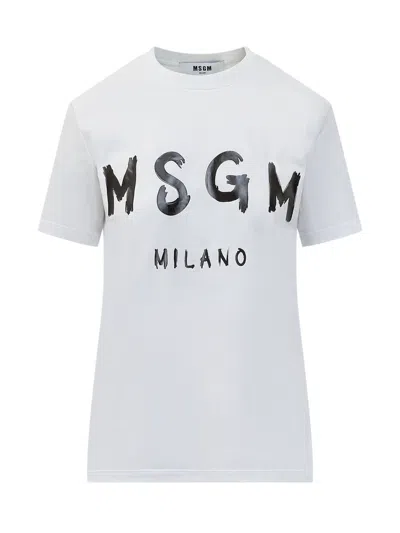 Msgm Logo-print Cotton T-shirt In White