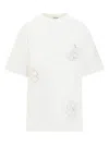 Msgm Off-white Floral T-shirt In White