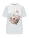 Msgm White Graphic Crew Neck T-shirt In White