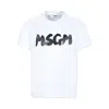 Msgm White T-shirt For Kids With Logo In White