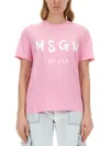 Msgm Brushstroke-logo T-shirt In Pink