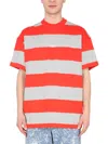 Msgm Striped Crew Neck T-shirt For Men In Red