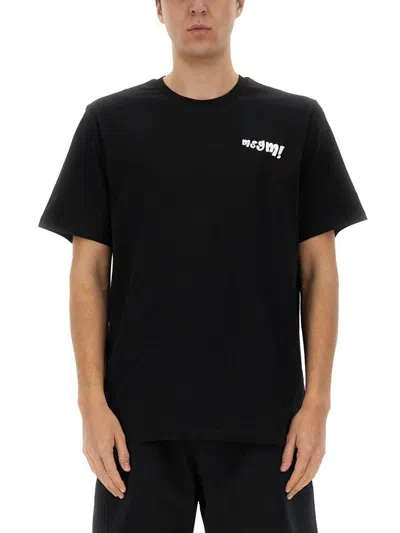 Msgm T-shirt With Embroidered Logo In Black