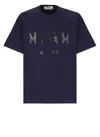 Msgm Over T-shirt In Blue Cotton With Printed Black Logo