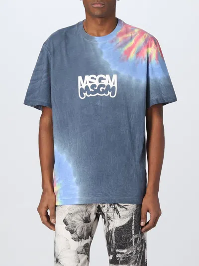 MSGM MSGM T-SHIRT WITH LOGO AND TIE DYE PRINT,D93422005
