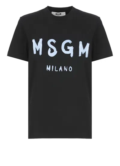 Msgm T-shirt With Logo In Black