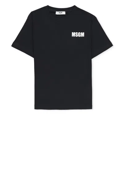 Msgm Kids' T-shirt With Logo In Black