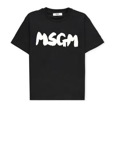 Msgm Kids' T-shirt With Logo In Black