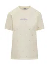 Msgm T-shirt With Logo In Cream