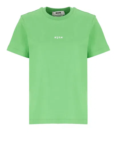 Msgm T-shirt With Logo In Green