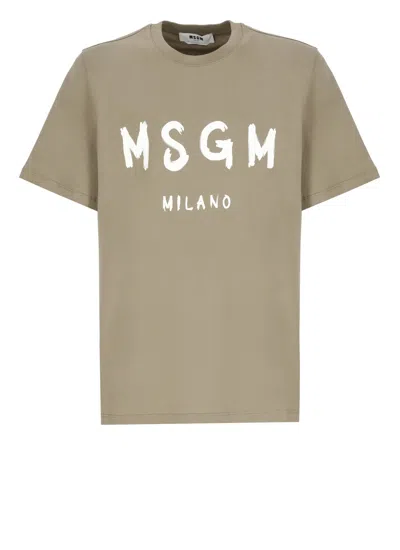 Msgm Short-sleeved T-shirt In Nude