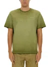 Msgm Round Neck Logo Print T-shirt In Green