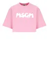 Msgm Logo-print Cropped T-shirt In Pink