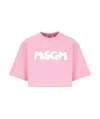 Msgm Logo-print Cropped T-shirt In Pink