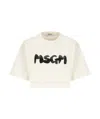 Msgm Cropped T-shirt With Logo In White