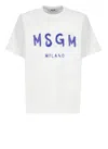 Msgm Cotton T-shirt With Front Printed Logo In White
