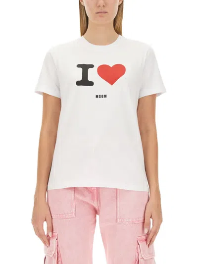 Msgm T-shirt With Logo In White