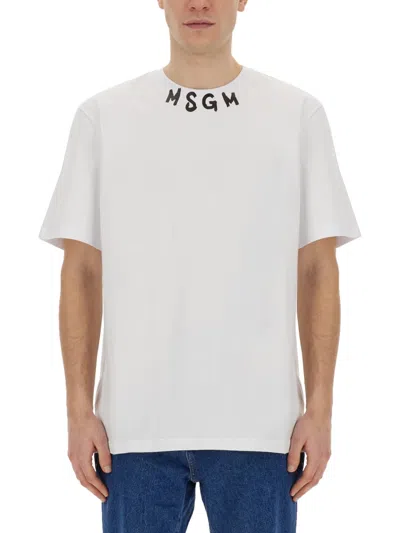 Msgm T-shirt With Logo In White