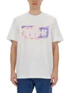 Msgm 'logo Box Camo' T-shirt In White