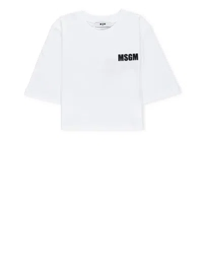 Msgm Kids' T-shirt With Logo In White
