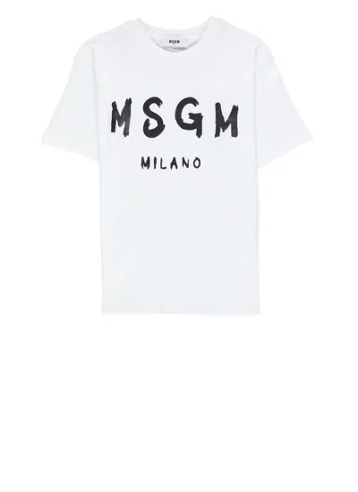 Msgm Kids' T-shirt With Logo In White