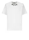Msgm White Crewneck T-shirt With Logo Lettering On The Neck