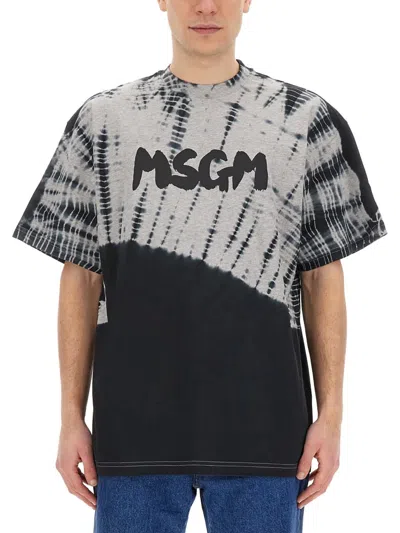 Msgm T-shirt With New Brushed Logo In Grey