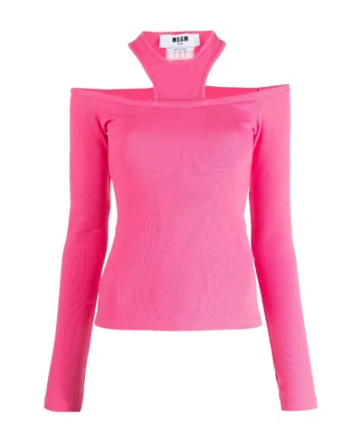 MSGM ROUND COLLAR STRAPLESS T-SHIRT
