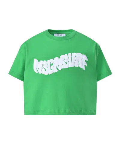 Msgm T-shirt With Surf Print In Green