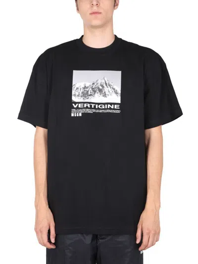 Msgm T-shirt With Vertigo Print In Black