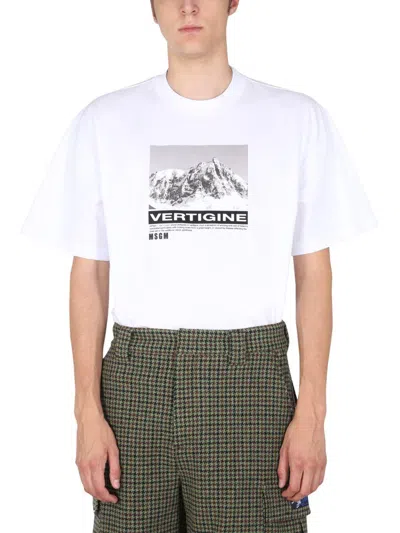 Msgm T-shirt With Vertigo Print In White