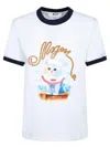 Msgm White Crewneck T-shirt With Logo Print On The Front In Cotton Woman