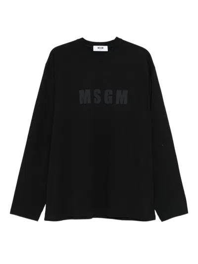 MSGM MSGM COTTON T-SHIRT WITH FRONT PRINTED LOGO