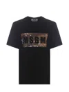 Msgm Camouflage Print Logo T-shirt In Black