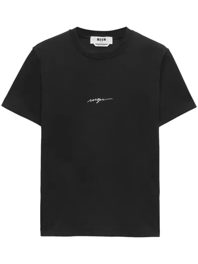 Msgm T-shirts And Polos Black In Blue