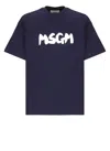 Msgm Casual Fit Blue T-shirt With Bold Logo In Blue