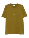 Msgm Cotton T-shirt With Front Printed Logo In Green