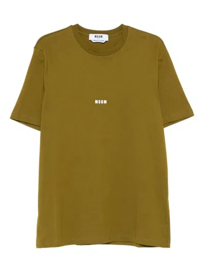 MSGM MSGM COTTON T-SHIRT WITH FRONT PRINTED LOGO