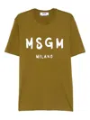 Msgm Cotton T-shirt With Front Printed Logo In Green