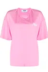Msgm Crew Neck Logo-print Cotton T-shirt In Rosa