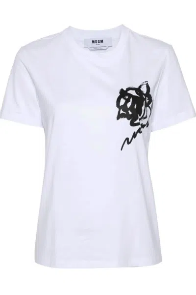 Msgm T-shirts And Polos White In Bianco Chiari E Naturali