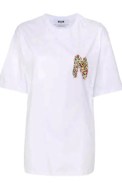 Msgm T-shirts And Polos White In Bianco Chiari E Naturali