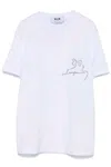 Msgm Crystal Ribbon Graphic T-shirt In Bianco Chiari E Naturali